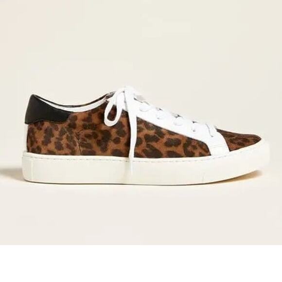 Veronica Beard Bibi Leopard Suede Skater Sneakers White Trim Size 10 - Picture 1 of 13